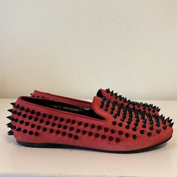 UNIF hellraiser leather spiked loafers/flats red/black size US6 - Picture 12 of 12